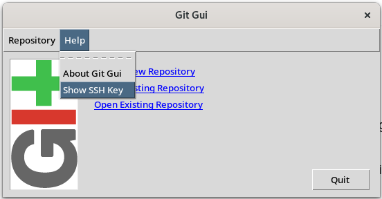 Git GUI: menú diàleg SSH