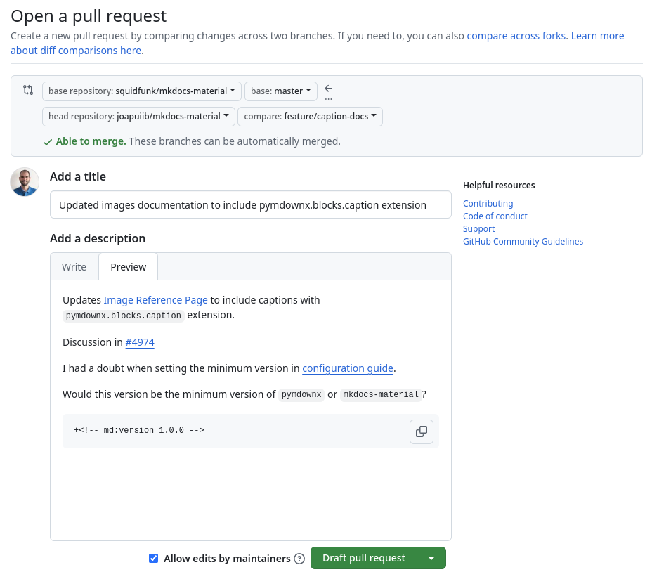 Comparació de canvis en un Pull Request