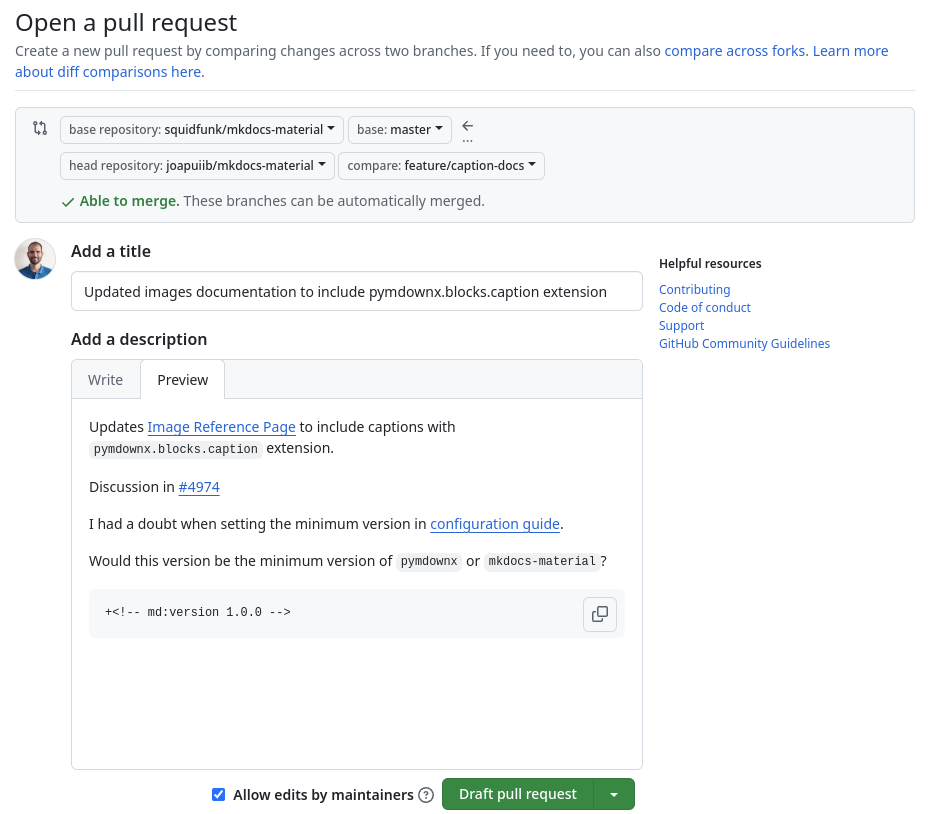 Comparació de canvis en una Pull Request