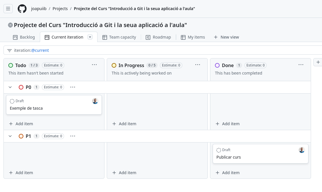 Exemple de projecte en un repositori de GitHub