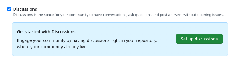 Configuració de les Discussions en un repositori de GitHub