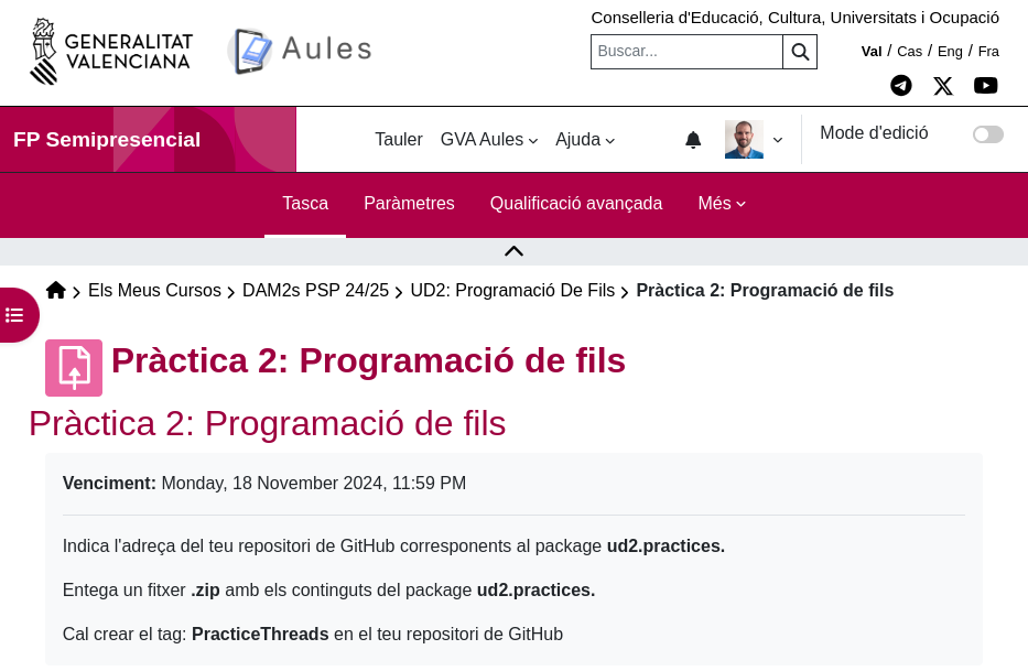 Definició de la tasca a Aules
