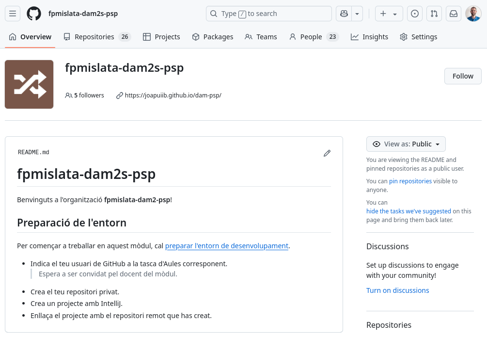 Organització de PSP a GitHub