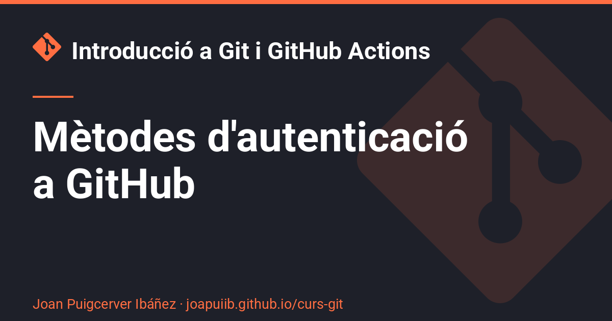 Mètodes d'autenticació a GitHub - Introducció a Git i GitHub Actions