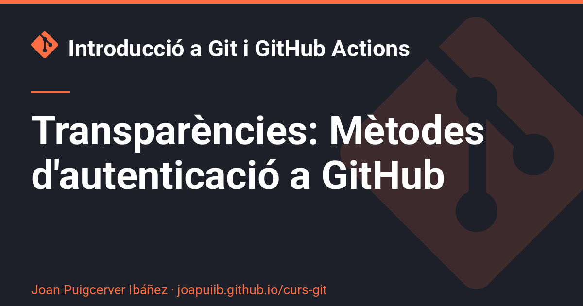 Transparències: Mètodes d'autenticació a GitHub - Introducció a Git i ...